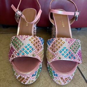 Kurt Geiger Brixton Platform Multicolor Rhinestone Sandal SZ 11/US  42/EU $195